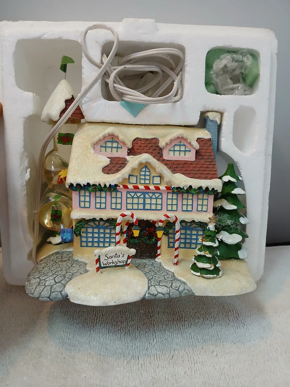 Santa's Workshop Light-Up Holiday Village House - Cream and Red